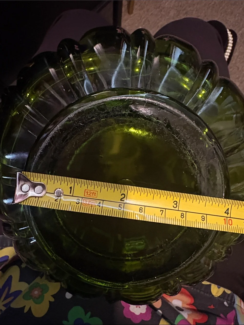 Vintage 1960’s MCM LE SMITH AVOCADO GREEN SWING GLASS